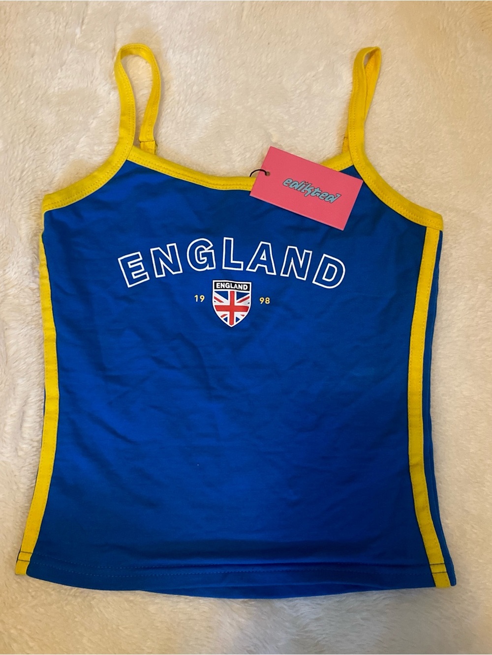 Edikted England Blue & Yellow Strappy Tank Top
